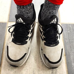 Adidas running shoes, white and black, size 11 women, worn 4 years